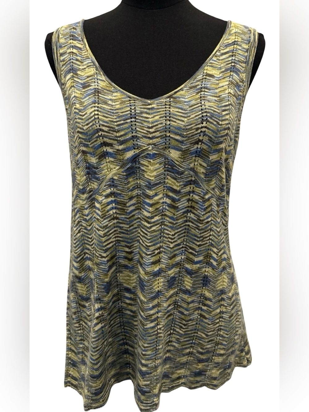 Axcess Liz Claiborne Women’s Sleeveless Blue/Green Top, 100% Cotton, Size Small